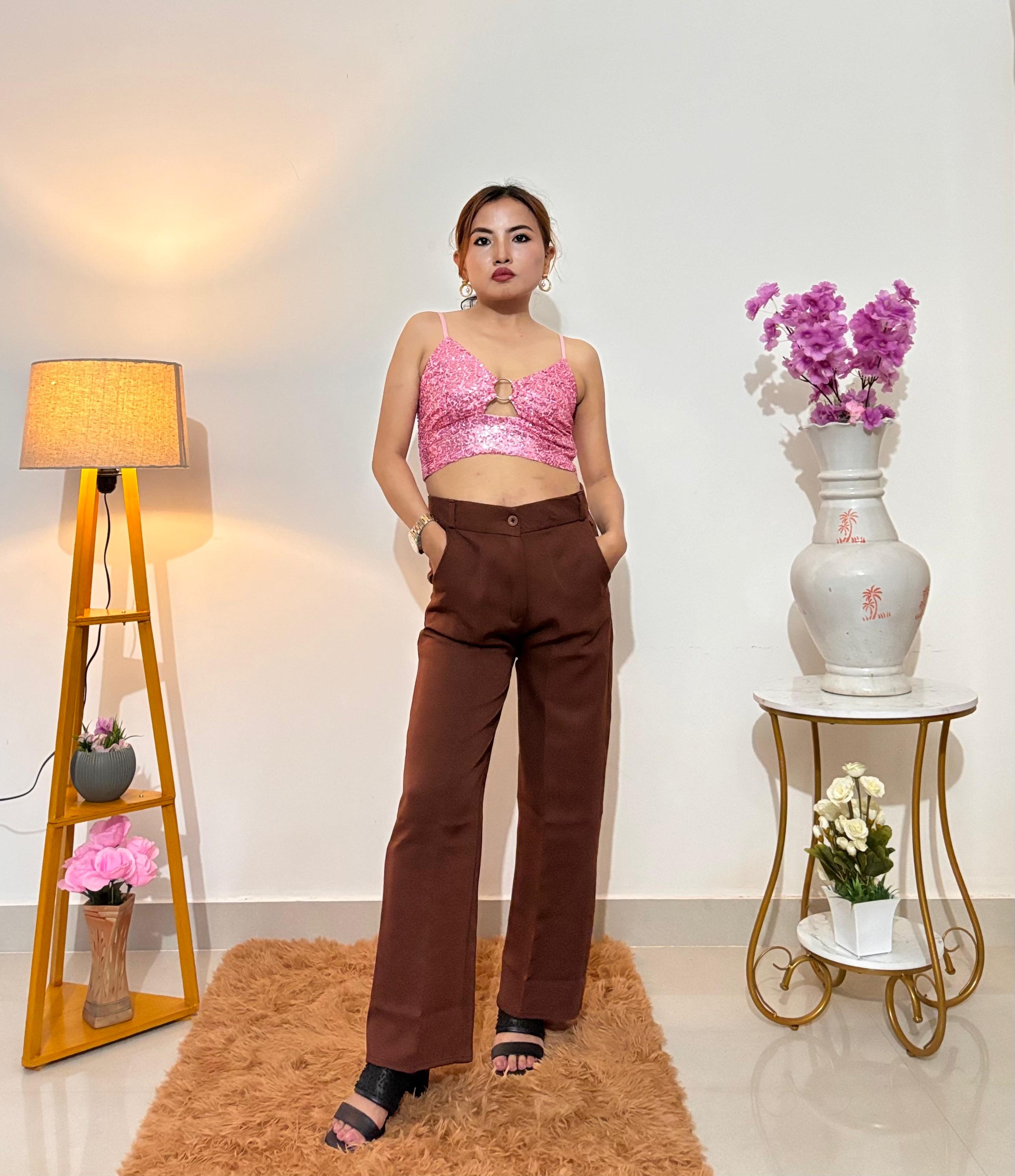 Sequin Glam: Pink Crop Top