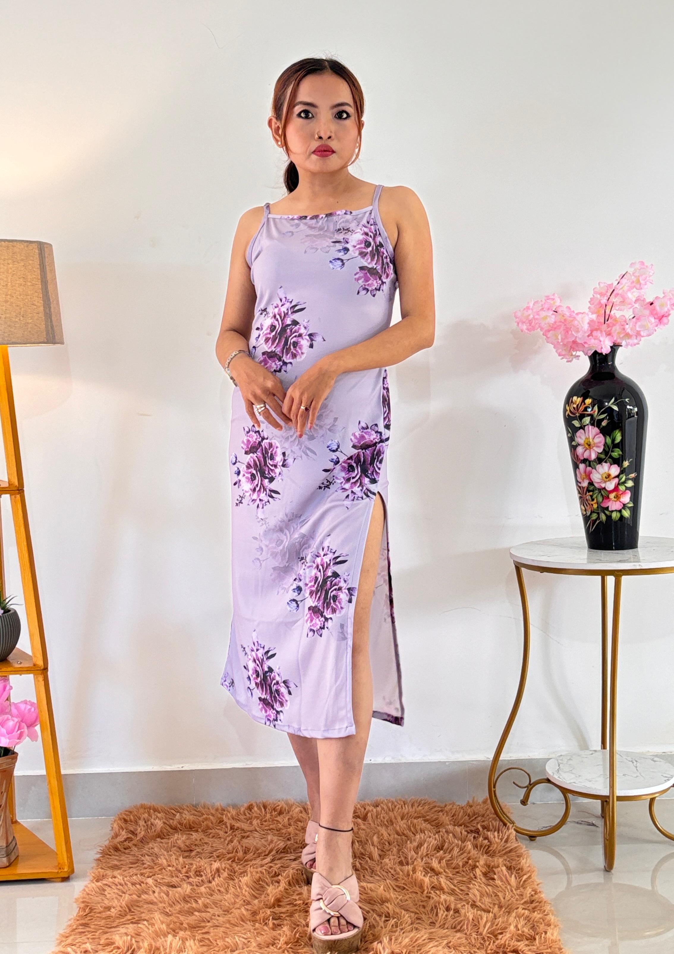 Lilac Floral Slip Dress