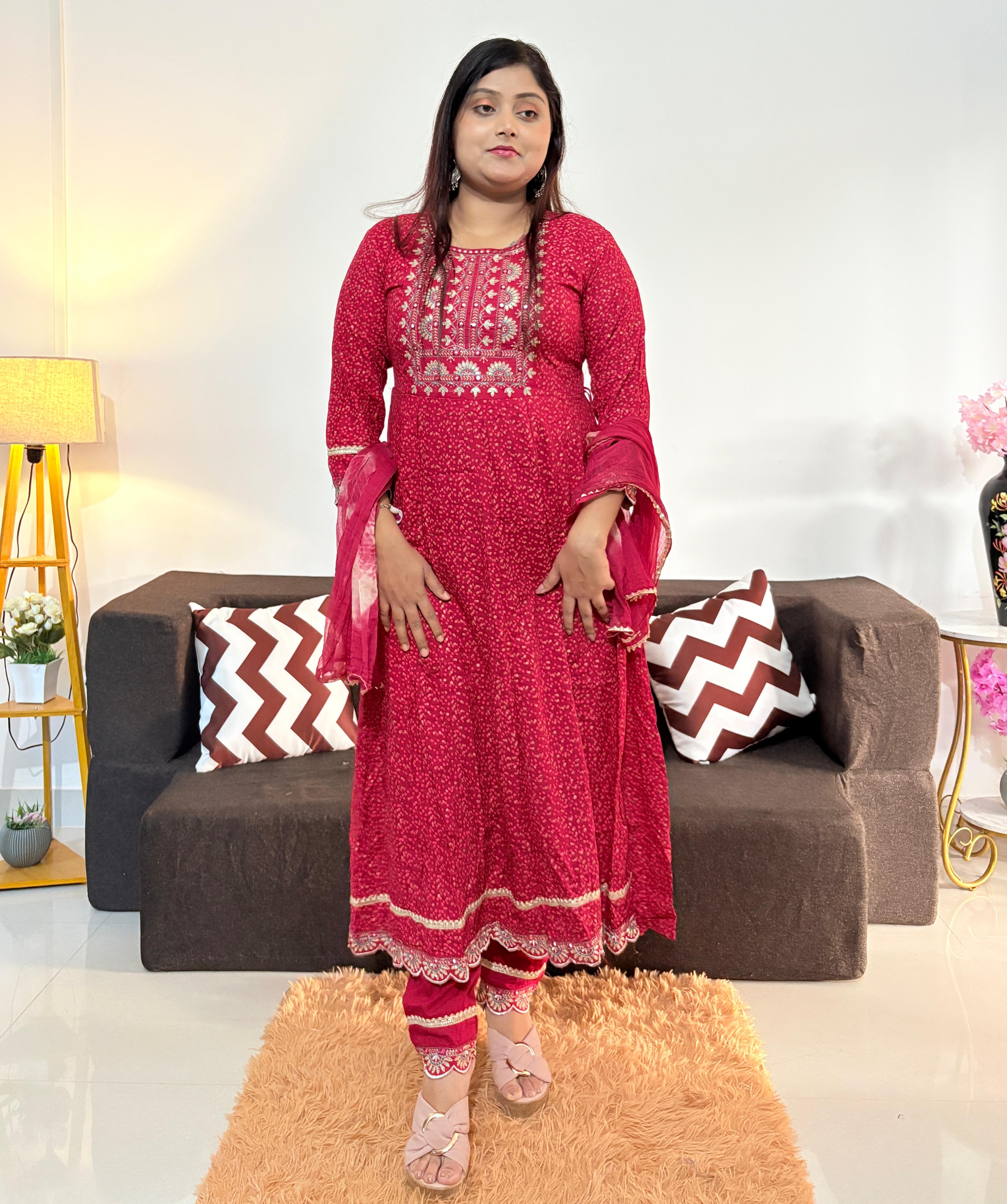 Full-Sleeve Floral Print Kurta Set