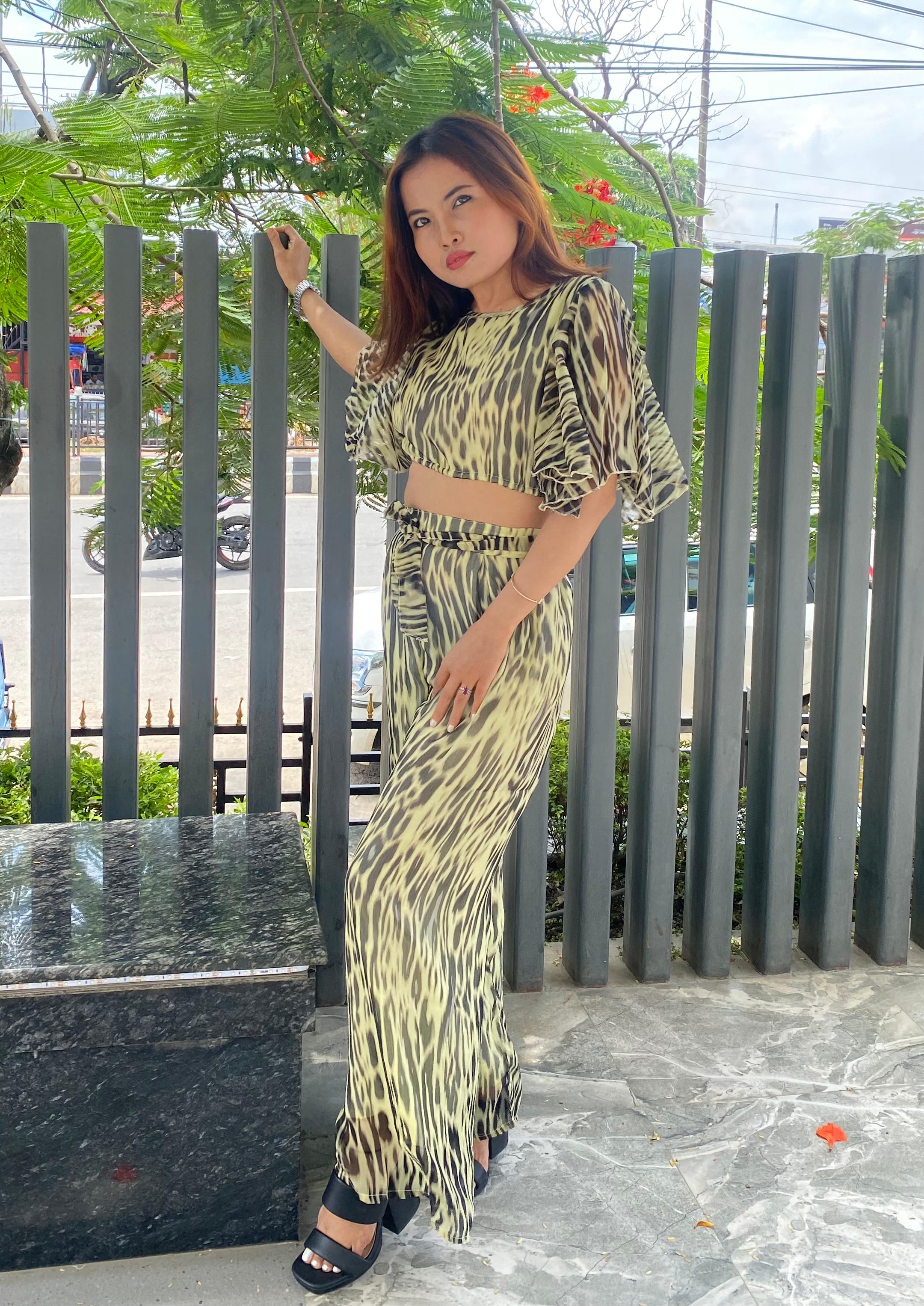 Neutral Leopard Top and Trousers