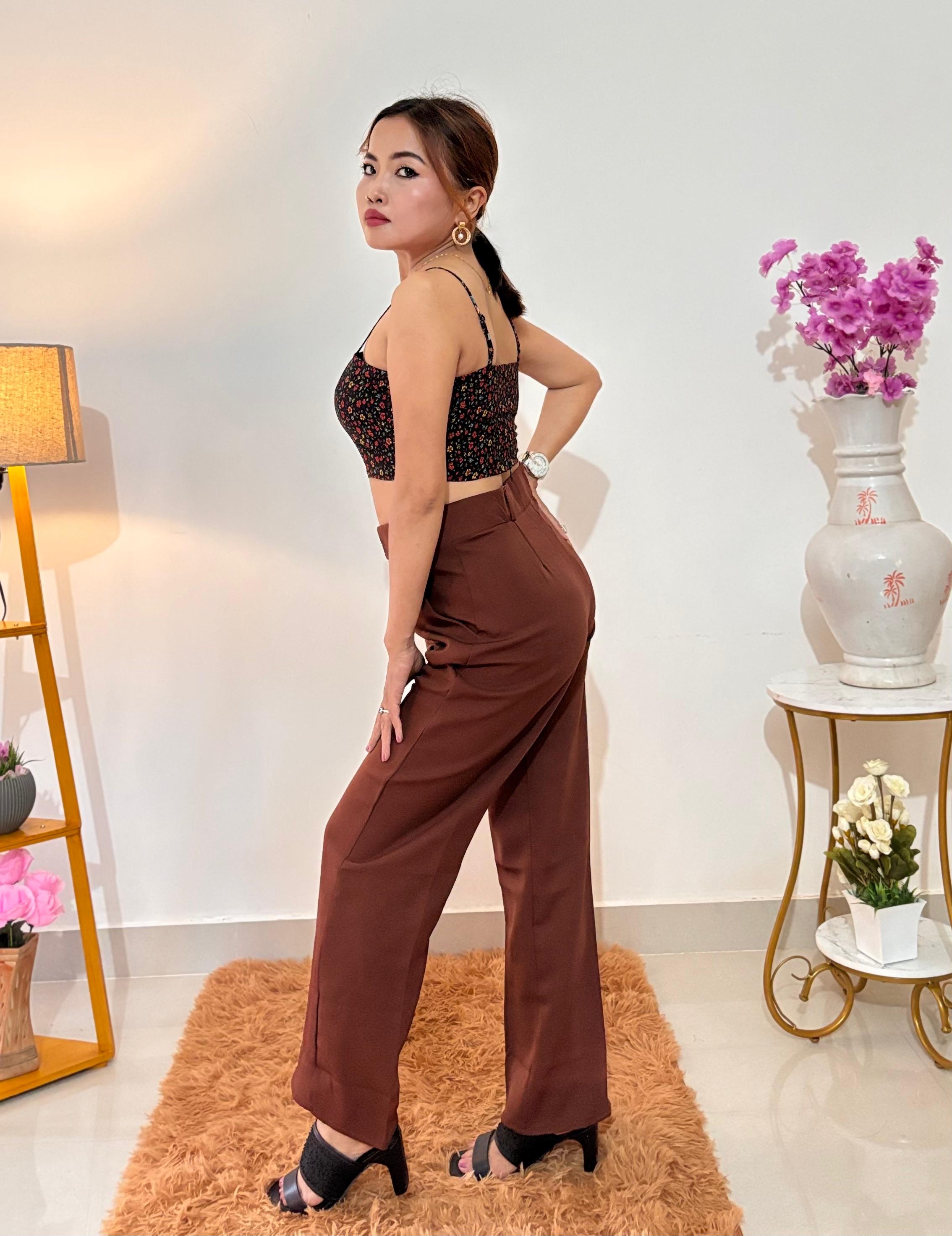 Square-Neck Floral Crop Top