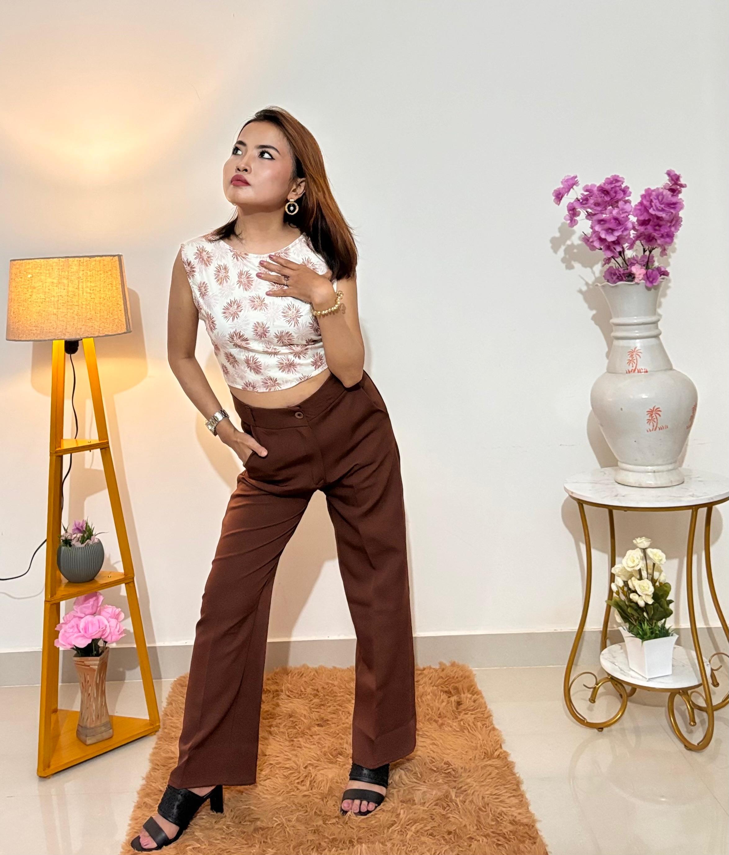 Red Floral Tie-Back Crop Top